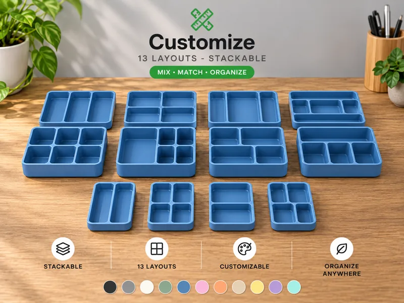 Sorting trays in several layouts